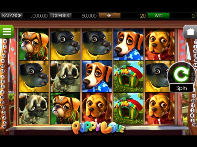 Puppy Love mobile slot game screenshot image