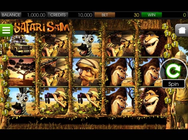 Safari Sam mobile slot game screenshot image