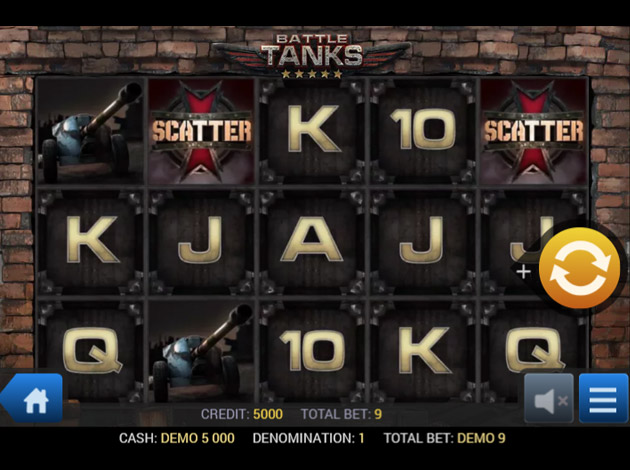 Battle Tanks mobile slot game screenshot image