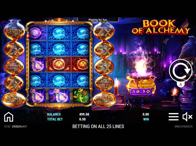 Book of Alchemy mobile slot game screenshot image