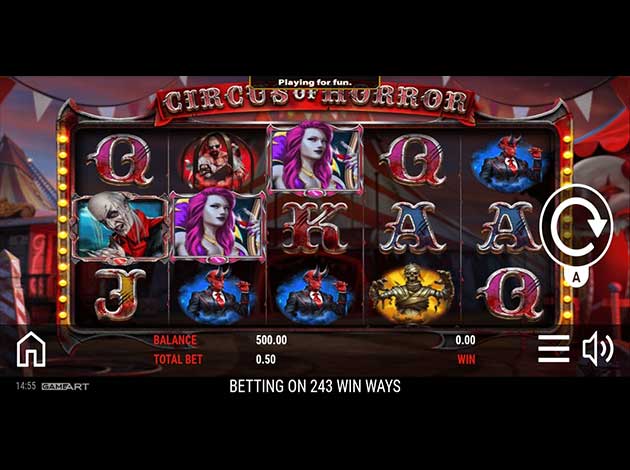  Circus of horror slot game mobile screenshot image