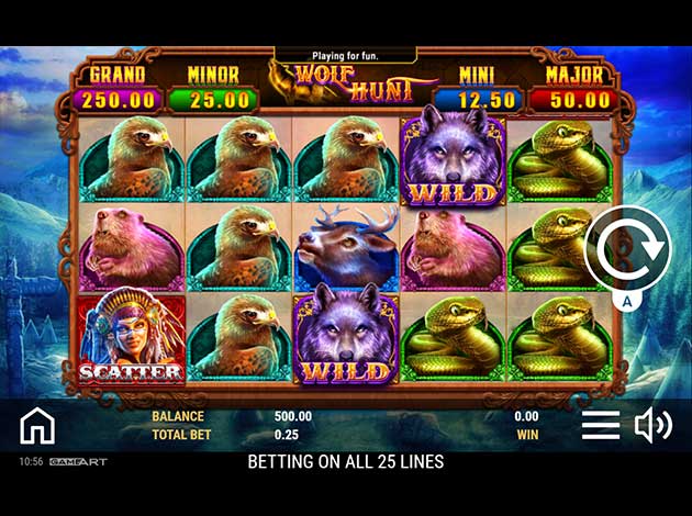 Wolf Hunt mobile slot game screenshot image