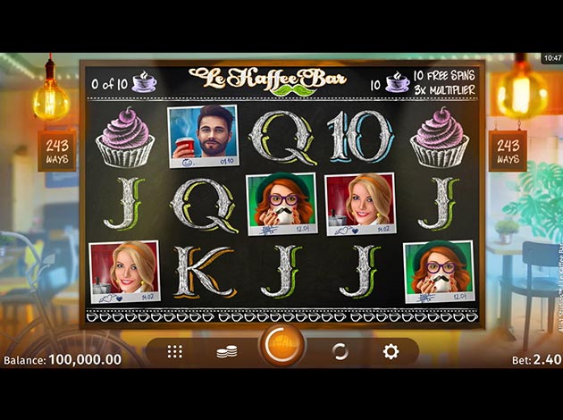 Le Kaffee Bar mobile slot game screenshot image