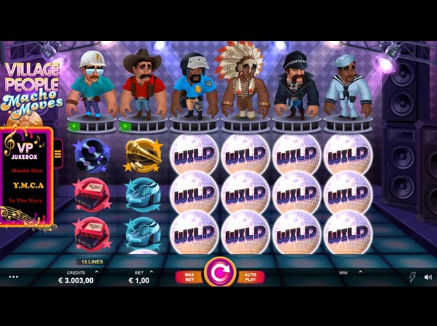 Village People: Macho Moves mobile slot game screenshot image