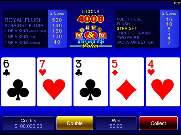 Aces and Eights  Video Poker game screenshot image