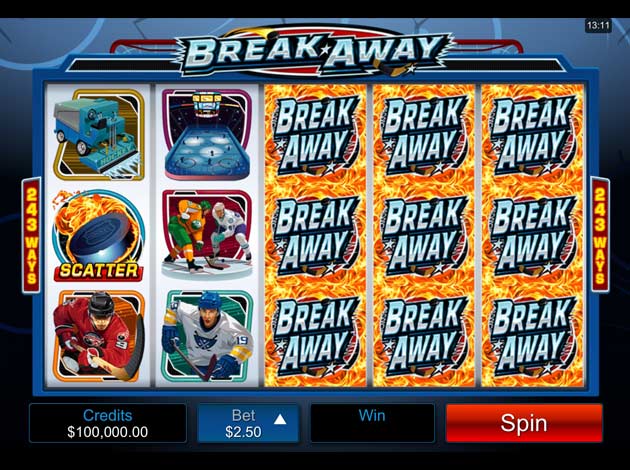 Break Away mobile slot game screenshot image