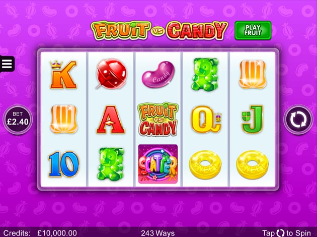 Fruit vs Candy mobile slot game screenshot image