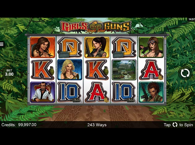 Girls with Guns: Jungle Heat mobile slot game screenshot image