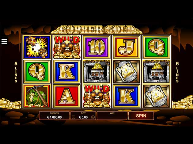 Gopher Gold mobile slot game screenshot image
