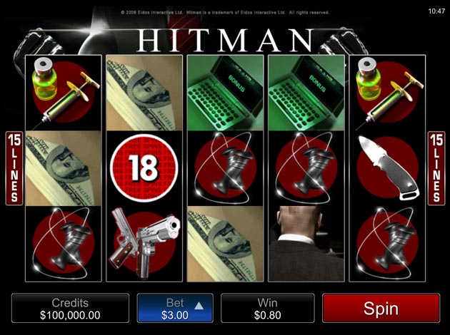 Hitman mobile slot game screenshot image