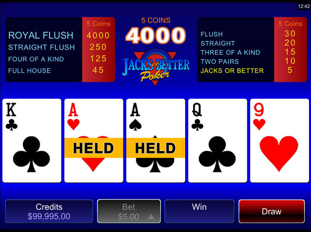 Jacks or Better Video Poker game screenshot image