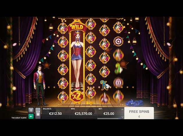 The Great Albini mobile slot game screenshot image