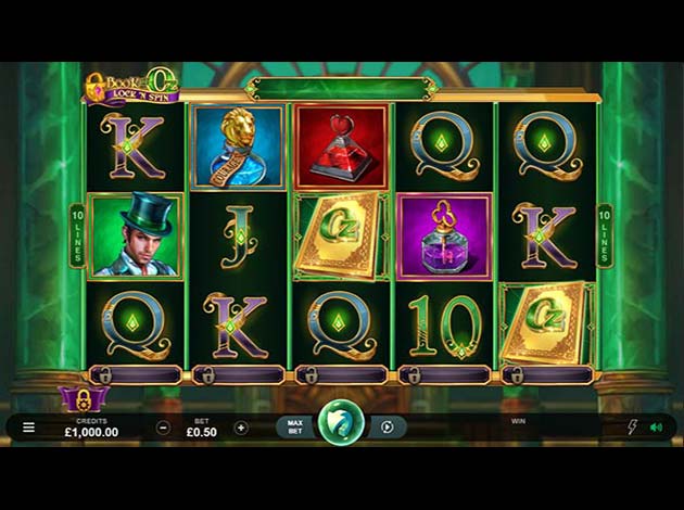 Book of Oz Lock N Spin mobile slot game screenshot image