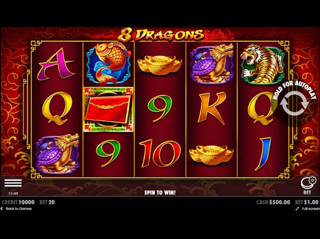 8 Dragons mobile slot game screenshot image