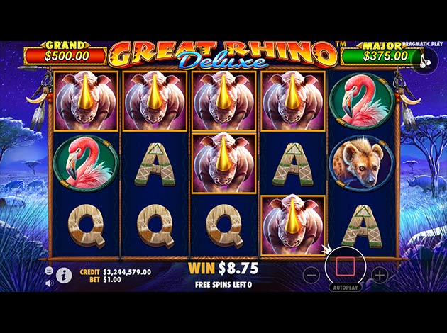  Great Rhino Deluxe mobile slot game screenshot image