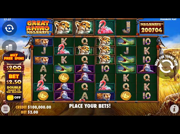  Great Rhino MegaWays mobile slot game screenshot image
