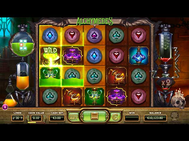Alchymedes mobile slot game screenshot image