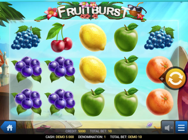 ตัวอย่างเกมสล็อต Fruit Burst บนมือถือ		