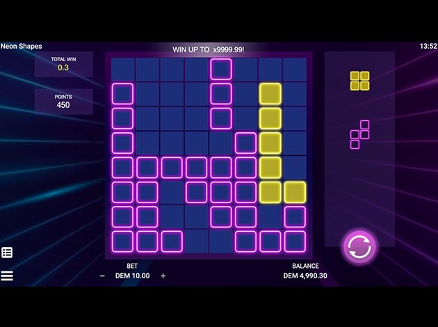 ตัวอย่างเกมคาสิโน Neon Shapes