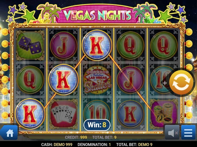 ตัวอย่างเกมสล็อต Vegas Nights บนมือถือ		