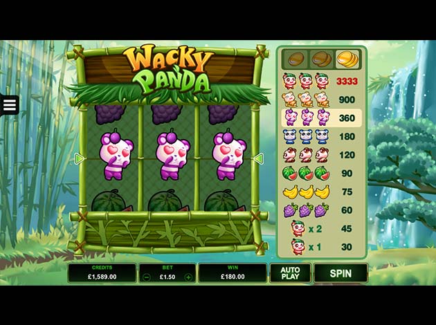 ตัวอย่างเกมสล็อต Wacky Panda