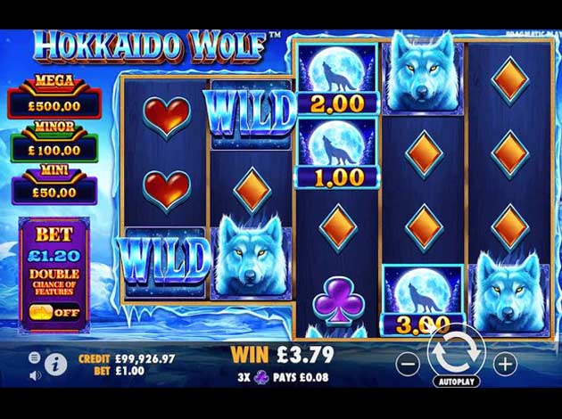 ตัวอย่างเกมสล็อต Hokkaido Wolf