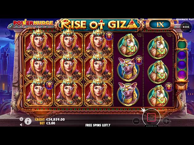 ตัวอย่างเกมสล็อต Rise of Giza PowerNudge