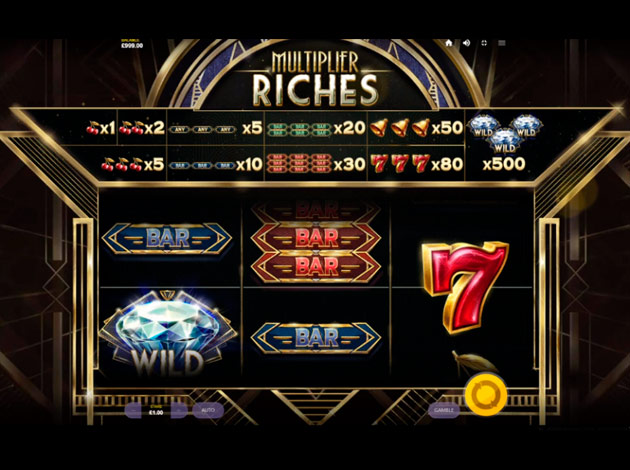 ตัวอย่างเกมสล็อต Multiplier Riches