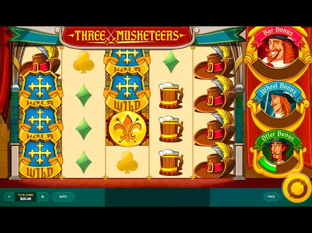 ตัวอย่างเกมสล็อต Three Musketeers