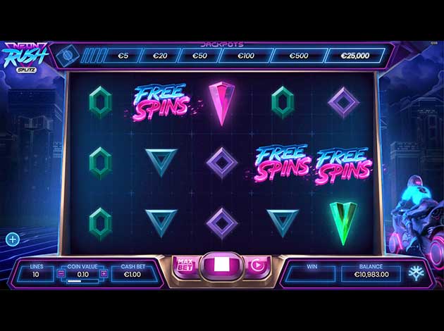 ตัวอย่างเกมสล็อต Neon Rush - Splitz